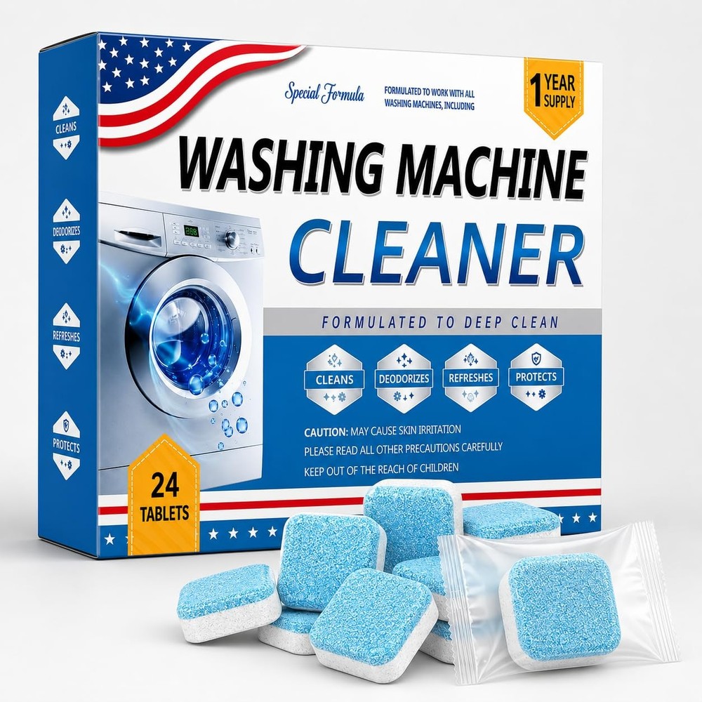 Bio-Enzyme Washing Machine Cleaner Tablets 24 Pack, 5X Power Deep Cleaning Wa…