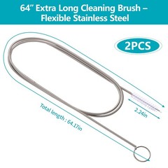 64 Inch Flexible Drain Cleaner Brush 2 Pack Stainless Steel Pipe Tube Cleaning T