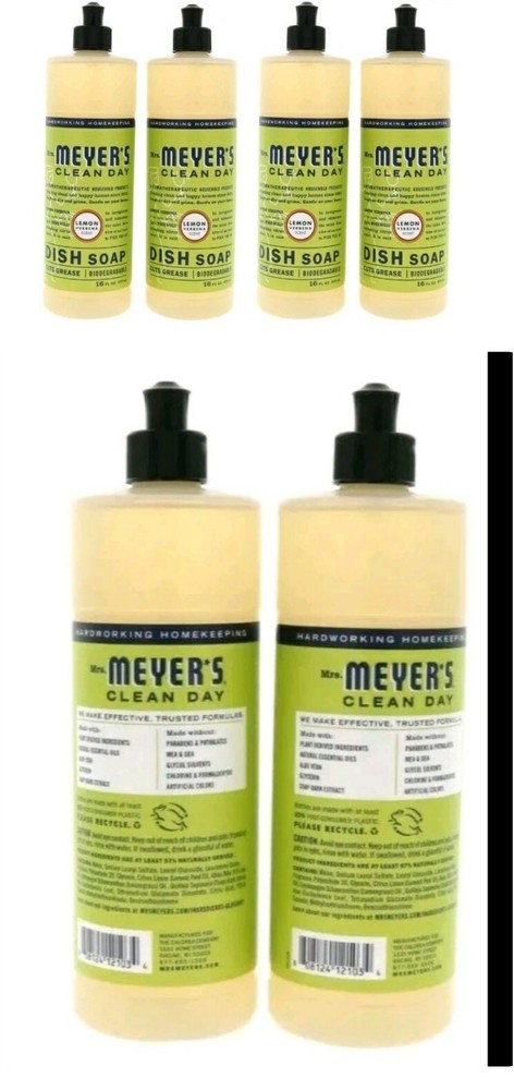 (6) Mrs. Meyer’s Clean Day Liquid Dish Soap Lemon Verbena 16 oz ~ New