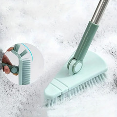Triangle Floor Brush for Cleaning Bathtub and Floor Gaps, Long Handle Detachable