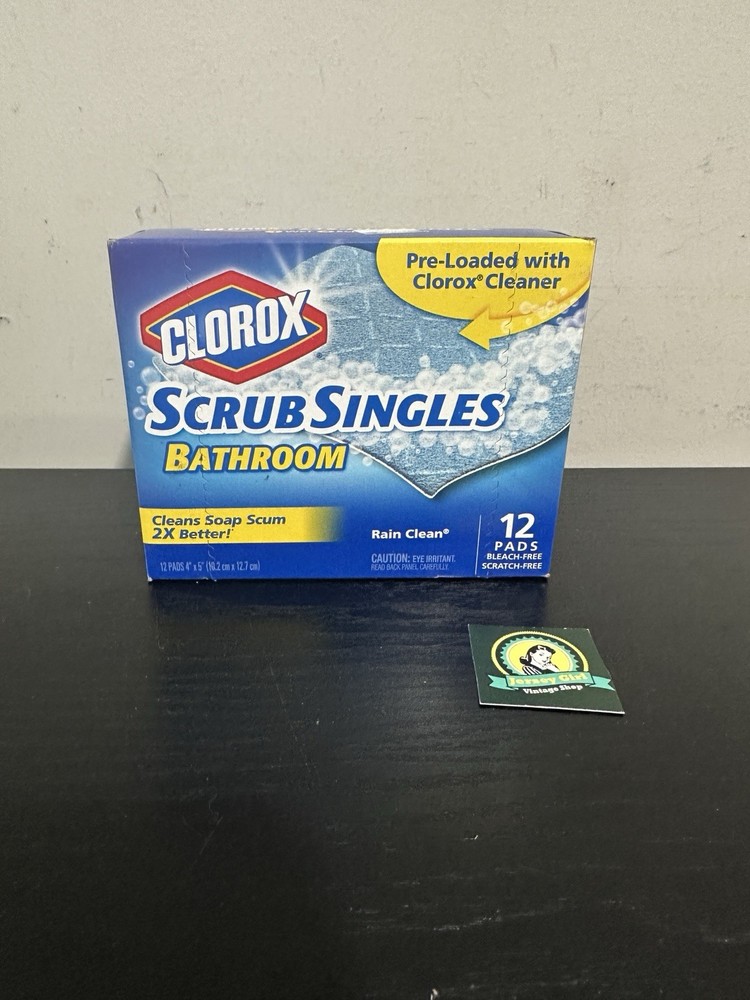 1 Box Clorox Scrub Singles Scrubbing Pads Rain Clean New in Box 12 pads