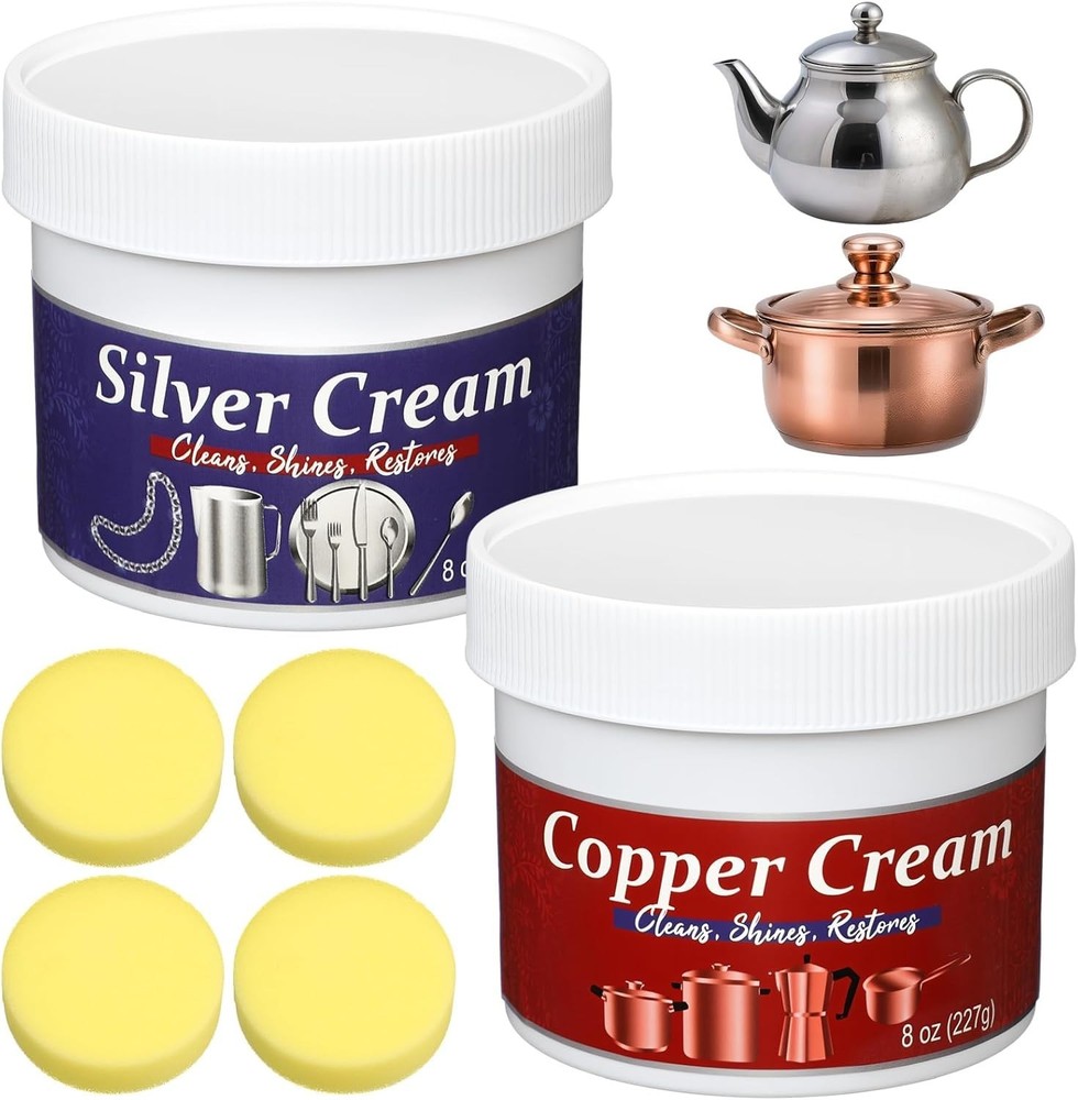 (4 Pack) 2pc Silver and 2pc Copper Cream Cleaner and Polish Cream – 8oz. each