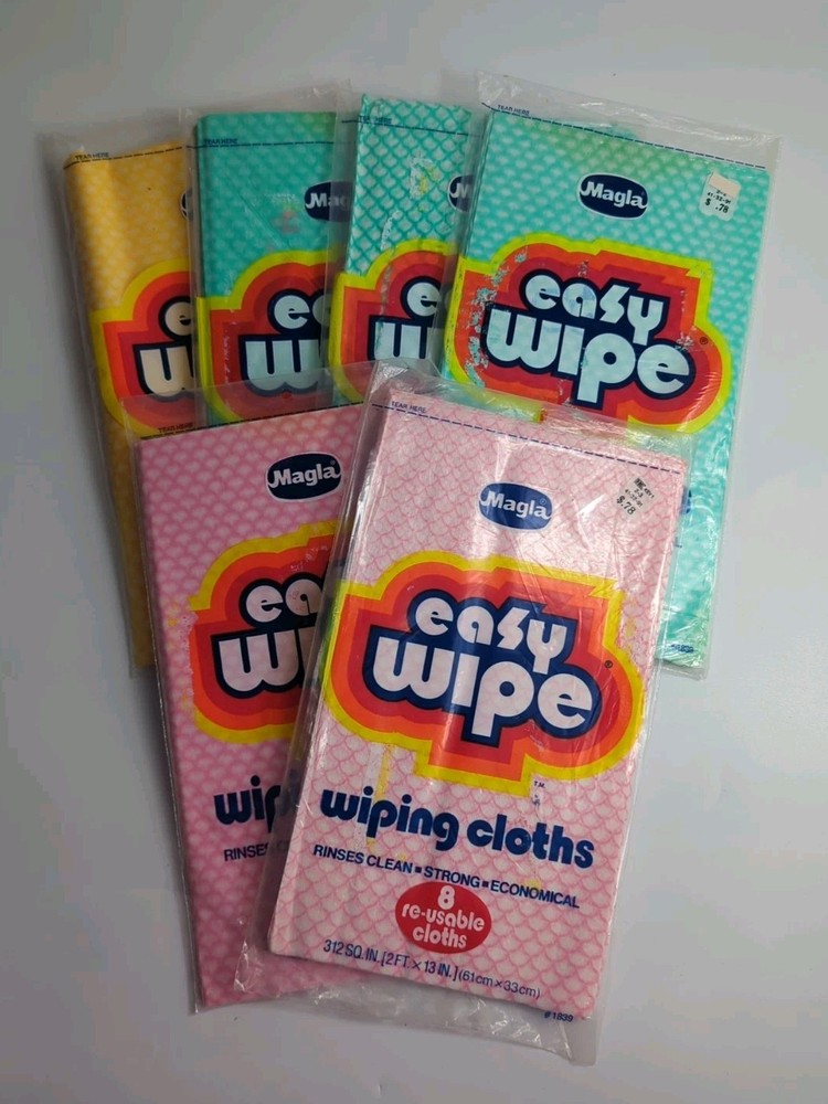 Vintage Magla Easy Wipe Cleaning Cloths 6 Packs Of 8 New, Damaged
