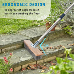 Stainless Steel Wire Scrub Brush with Long Handle for Deck, Concrete, Patio Floo