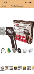 Horsepower Scrubber, Waterproof, Electric Power, Spins 350 RPM, 5 Brush Heads.