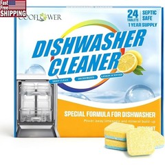 Dishwasher Cleaner Tablets Deep Clean Lemon Fresh Odor Control 24 Count New