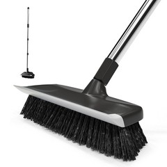 Floor Scrub Brush with 55″ Long Handle, 10″ Wide Stiff Bristles Deck Brush, S…