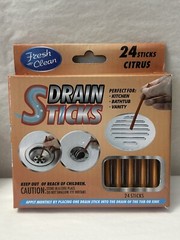 New Fresh -n- Clean Drain Odor Sticks Citrus Scent 2-PACK 48 Sticks Total