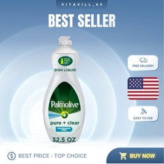 Pure + Clear Unscented Dish Soap, 32.5 Oz – Biodegradable & Paraben-Free Formula