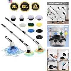 Electric Spin Scrubber- Ditch the Scrubbing! Long Handle Shower Scrubber with…