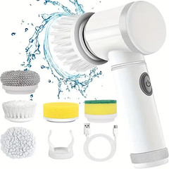 Electric Spin Scrubber Cordless Power Cleaning Brush 5 Brush Heads