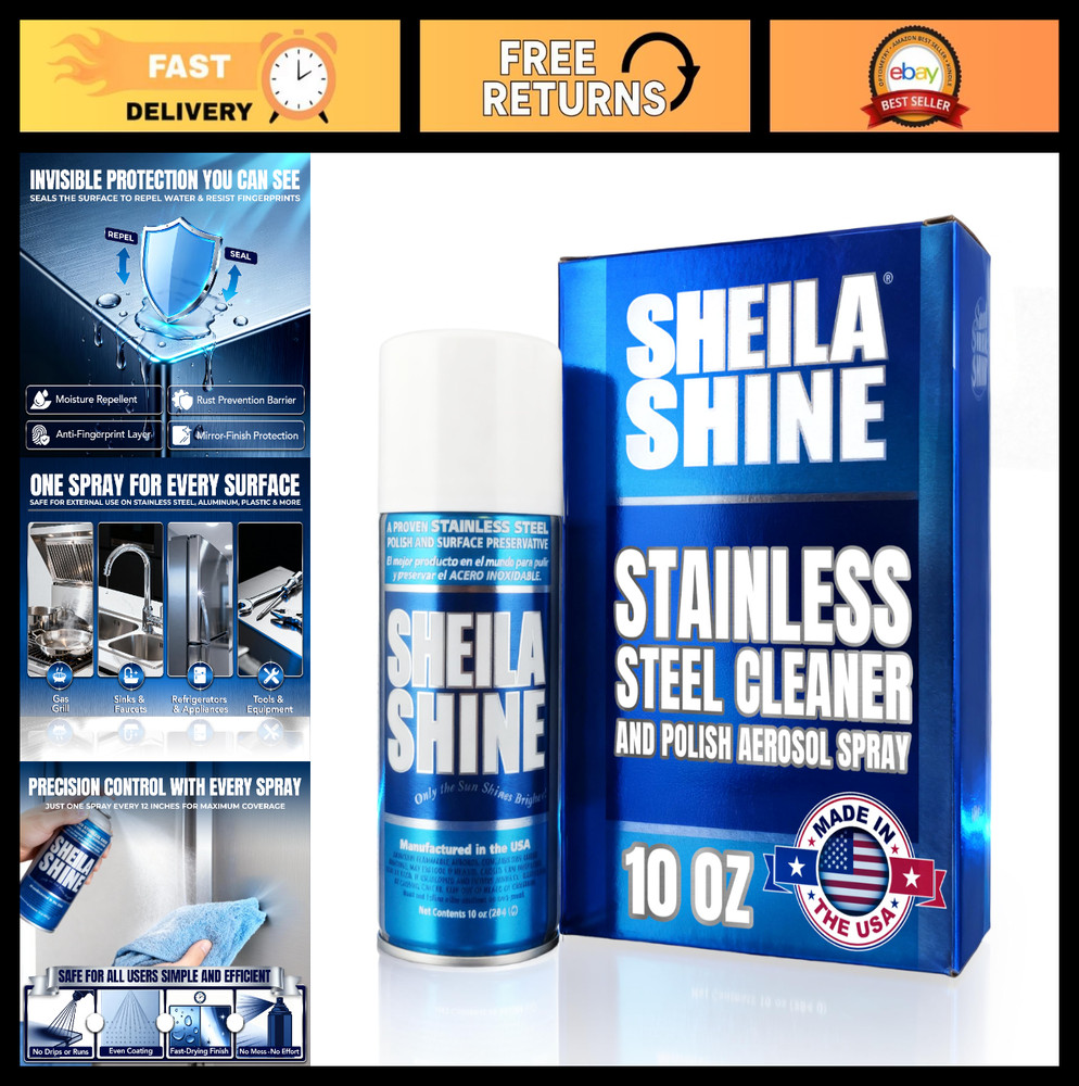Stainless Steel Cleaner & Polish Spray – 10oz, Streak-Free Shine for Appliances,