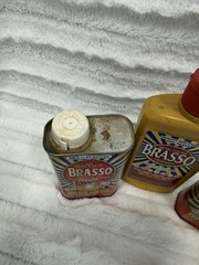 3 Vintage Brasso Metal Tin & Polish Collectibles Used Prop READ