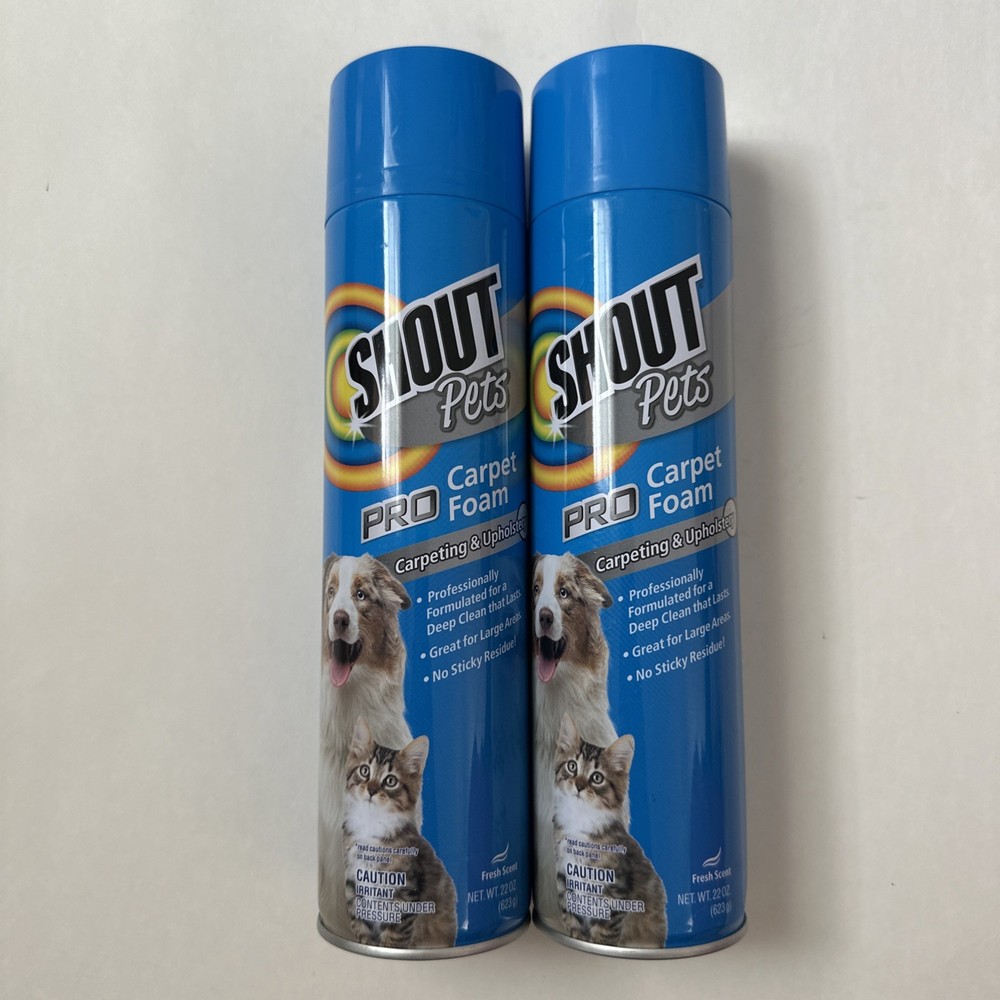 (2) Shout Pets PRO Carpet Foam Spray for Carpeting & Upholstery, 22 oz