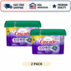 (2 Pack) Cascade Platinum Plus Dishwasher Pods, Lemon Scent, 31 Count