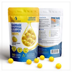 Garbage Disposal Cleaner And Deodorizer Drops 50count Lemon Zest Scented Kit