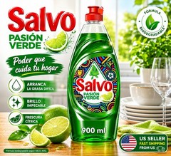 Salvo🍋Pasión Verde Jabón Lavatrastes 900ml / Salvo🍋Dish Soap Detergent 30oz