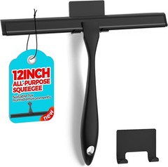 All Purpose Shower Squeegee 11.8 Inch Stainless Steel Glass Cleaner Black