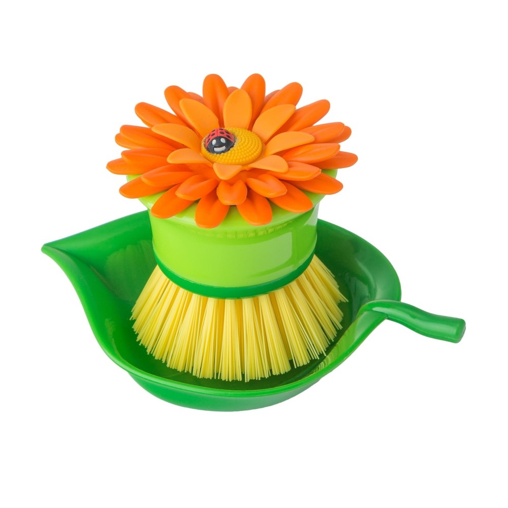 Flower Power Washing-Up Brush with Tray – Multi-Coloured