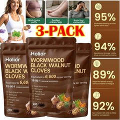 3PCS Holior 18-in-1 Black Walnut & Wormwood Supplement for 240 Count -20%off
