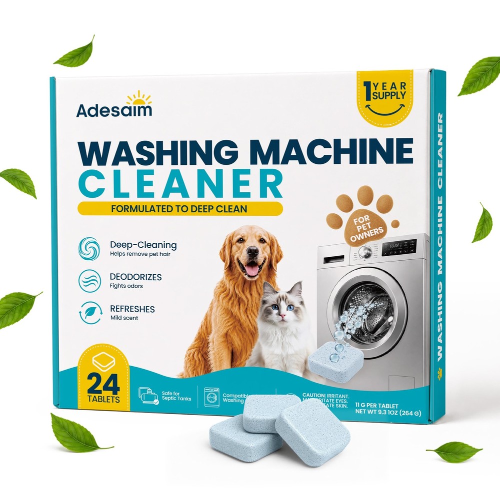 Washing Machine Cleaner Tablets, 24 Pack, 1 Year Supply for Pet Owners