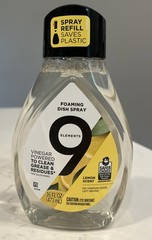 9 Elements Foaming Dish Spray Lemon Scent Refill 16 fl oz New