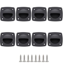 Nylon Square Flush Pull Handle Marine Boat Yacht Cabin Accessory Black 4 PCS