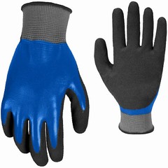 True Grip 94407-26 Double Dip Coated Gloves, Textured, Water Resistant, Men’s L