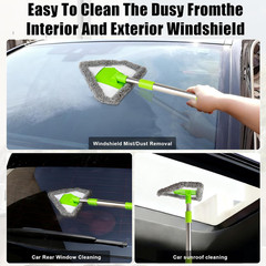 Car Windshield Squeegee Cleaning Tool – Vehicle Window Cleaner with 4 Reusable W