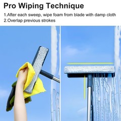 3-in-1 Window Squeegee for Home – 60″ Window Cleaning Kit with 3 Microfiber C…