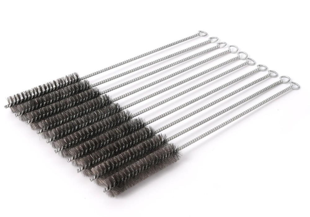 12 Inch Pipe Cleaning Brush Set with Stainless Steel Bristles, Steel Wire Tub…