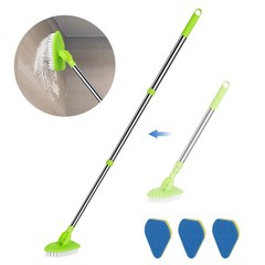 2 in 1 Scrub Cleaning Brush with 37” Long Blue, Green, Silver, White