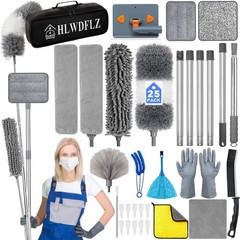 Microfiber Duster Kit 25pcs with 30 to 100 Inches Extension Pole and Baseboar…