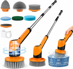 Electric Spin Scrubber for Bathroom – Cordless Brush Scrubber for Cleaning- IPX7