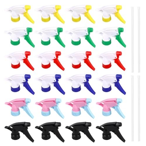 24 PCS Spray Bottle Nozzle 6 Colors Plastic Trigger Spray Tops Replacement