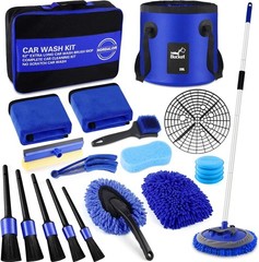 Kit de lavado de autos de 21 piezas, mopa con cepillo de 157 cm con mango largo,