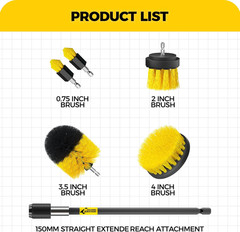 6 Pack Drill Cleaning Brush Set with Extension Attachment for Bathroom Kitchen