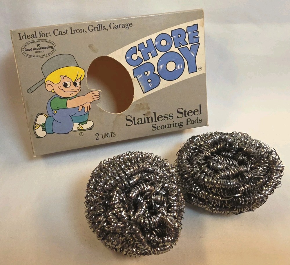 Vintage Chore Boy Stainless Steel Scouring Pads – For Cast Iron, Grills, Garage
