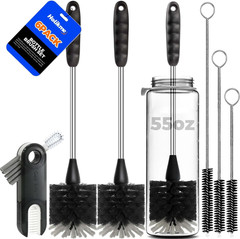6 Pack Bottle Brush Set, 14″ Long Handle Stainless Steel Bottle Cleaner Brush, 3