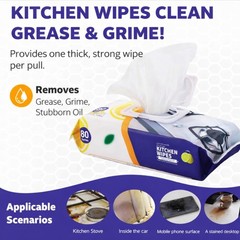 Kitchen Wipes, Lemon Scent, 2-Pack (80 Count) – Multi-Purpose Oil & Stain