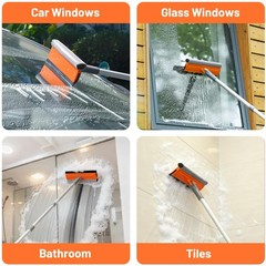 Eazer 46” Professional Window Cleaner Tool, 2-in-1 Rotatable Squeegee for Wi…
