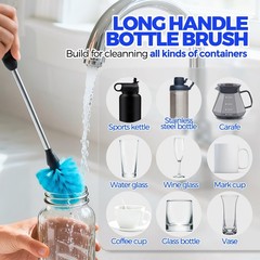 6 Pack Bottle Brush 14.5″ Long Handle Stainless Steel Brush,Blue
