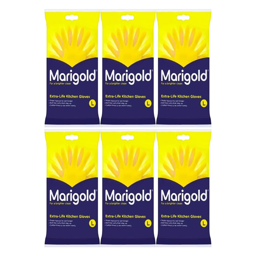 Marigold Extra Life Kitchen Rubber Gloves – Large – Pack of 6 Pairs