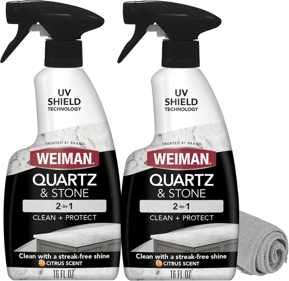 Weiman Quartz Countertop Cleaner and Polish (2 Pack w/Micro Towel) Clean and Shi