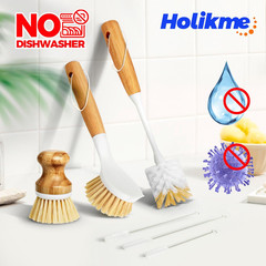 6 Pack Dish Brush Scouring Pad Set with Bottle Brush, Dish Brush, Palm Scrub Bru