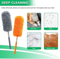 4 Pack Small Microfiber Feather Duster, with 13″ to 30″ Extendable Pole