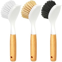 1/3 Pack Dish Brush Set with Bamboo Handle Kitchen Scrub Brush for Cleaning Dish