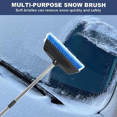 52″ Car Wash Brush with Long Handle, Rubber Squeegee & Soft Bristles for Boats,