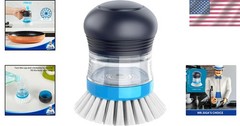 Soap Dispensing Palm Brush Kitchen Scrubber for Dish Pot Sink Cleaning Navy