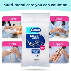 Brightening Silver Wipes | 12 Pack of Non-Toxic Metal Cleaners & Polish